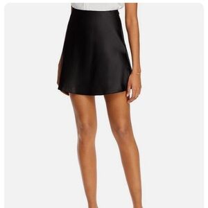 NWT Aqua Womens Black Satin A-Line Mini Slip Skirt Size M